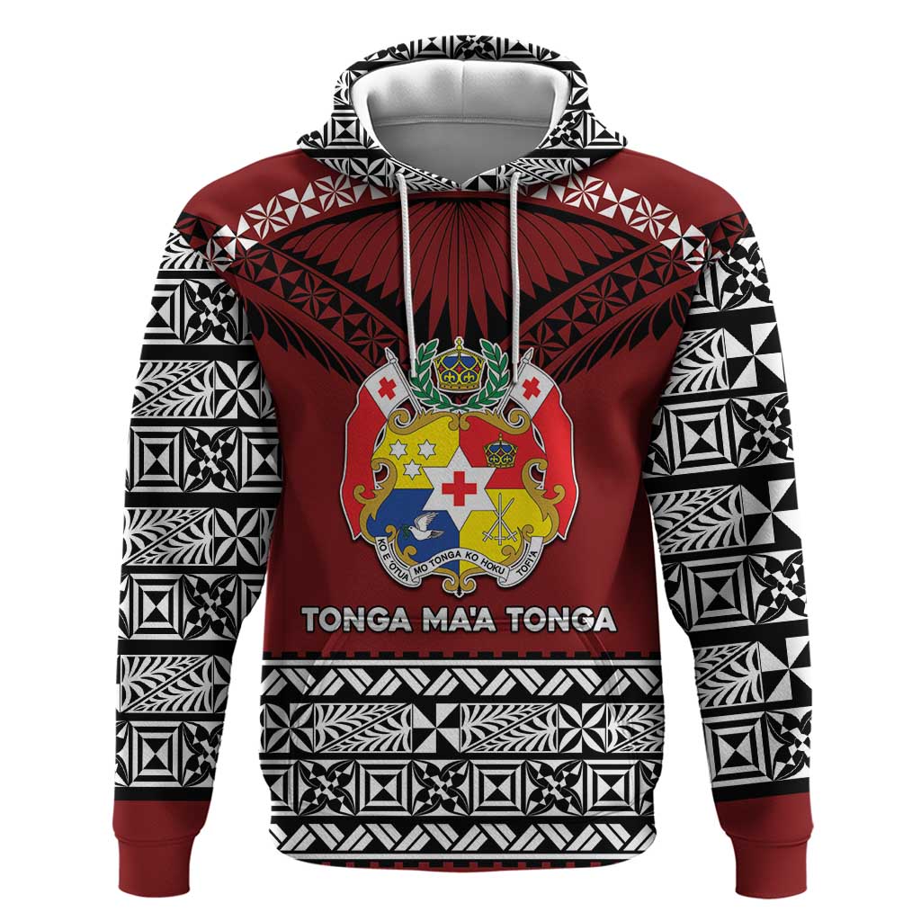 Personalised Tonga Constitution Day Zip Hoodie Tongan Kupesi Ngatu Pattern LT05 Pullover Hoodie Red - Polynesian Pride