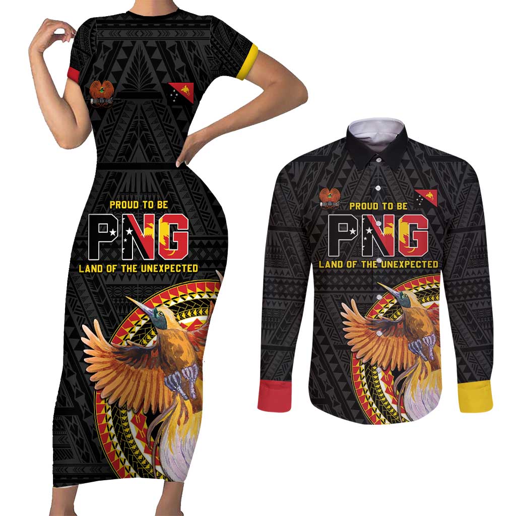 Papua New Guinea Tok Pisin Wik Couples Matching Short Sleeve Bodycon Dress and Long Sleeve Button Shirt Land Of The Unexpected