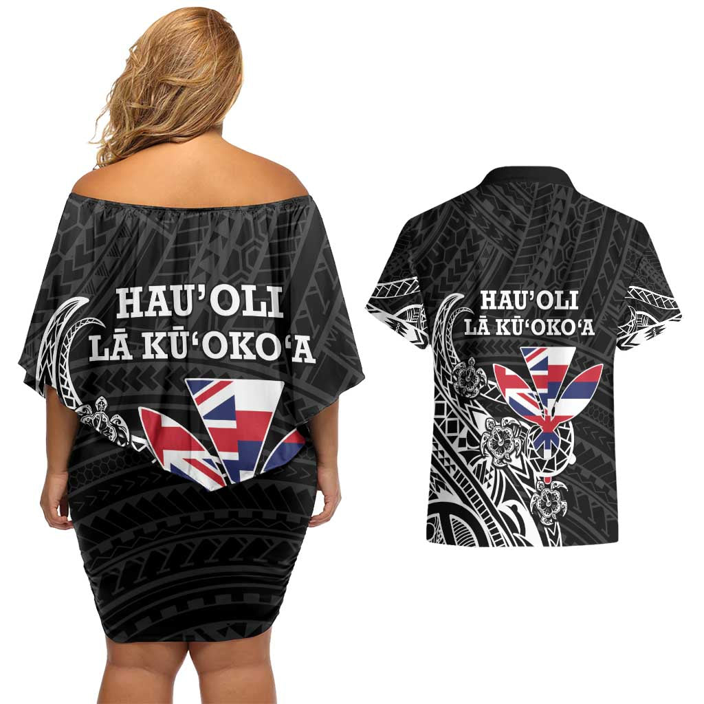 Hawaii November 28th Is My Independence Day Couples Matching Off Shoulder Short Dress and Hawaiian Shirt