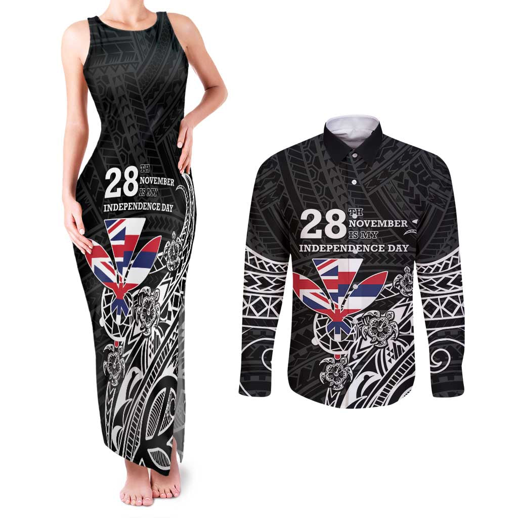 Hawaii November 28th Is My Independence Day Couples Matching Tank Maxi Dress and Long Sleeve Button Shirt