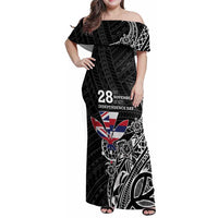 Hawaii November 28th Is My Independence Day Family Matching Off Shoulder Maxi Dress and Hawaiian Shirt LT05 Mom's Dress Black - Polynesian Pride