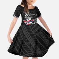 Hawaii November 28th Is My Independence Day Family Matching Summer Maxi Dress and Hawaiian Shirt LT05 Daughter's Dress Black - Polynesian Pride
