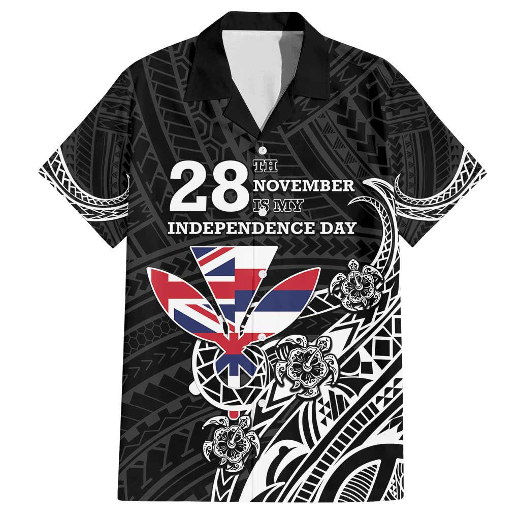 Hawaii November 28th Is My Independence Day Family Matching Tank Maxi Dress and Hawaiian Shirt LT05 Dad's Shirt - Short Sleeve Black - Polynesian Pride