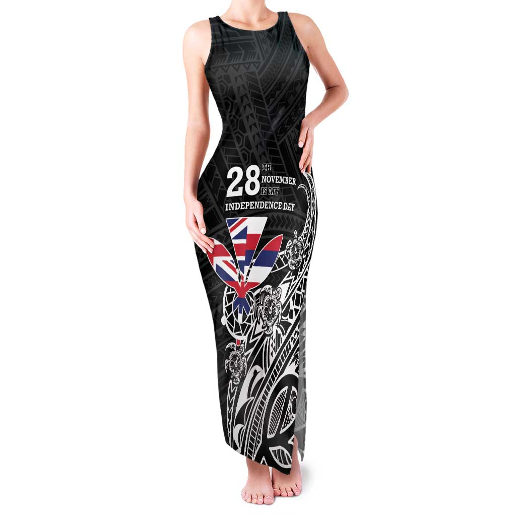 Hawaii November 28th Is My Independence Day Family Matching Tank Maxi Dress and Hawaiian Shirt LT05 Mom's Dress Black - Polynesian Pride