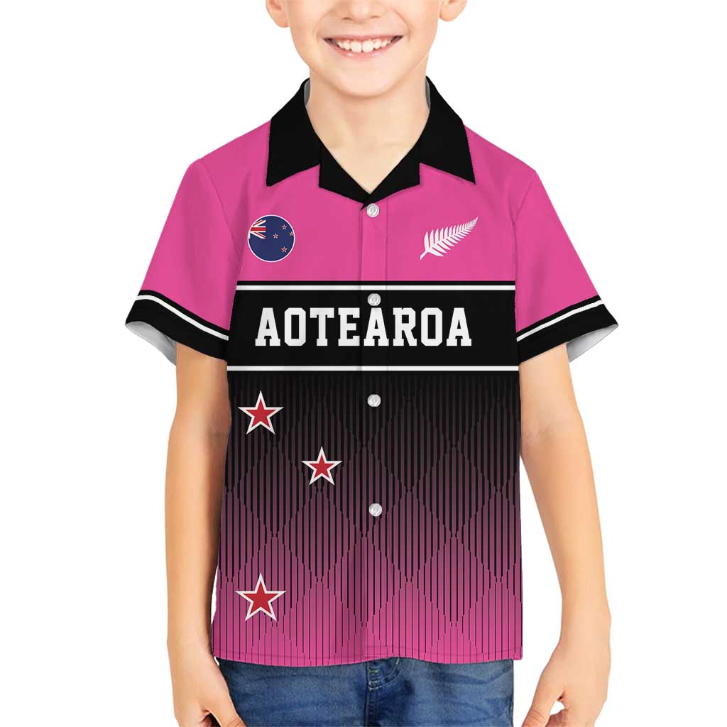 Custom New Zealand Women Cricket Family Matching Summer Maxi Dress and Hawaiian Shirt Pink Simple Style LT05 Son's Shirt Pink - Polynesian Pride