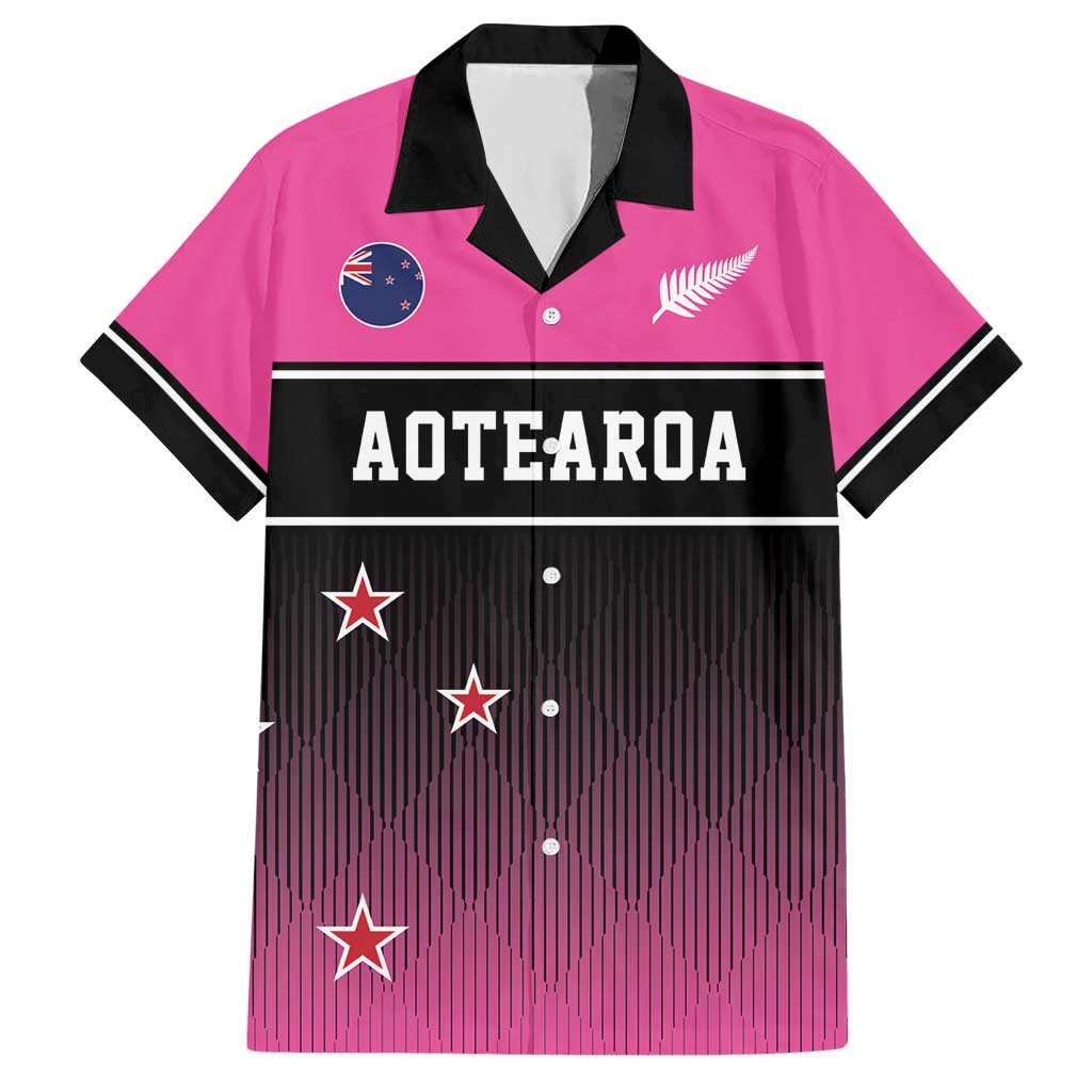 Custom New Zealand Women Cricket Hawaiian Shirt Pink Simple Style