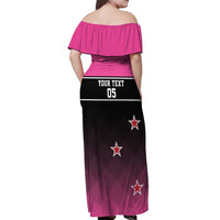 Custom New Zealand Women Cricket Off Shoulder Maxi Dress Pink Simple Style