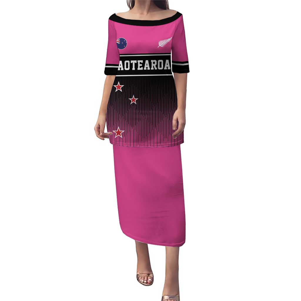 Custom New Zealand Women Cricket Puletasi Pink Simple Style