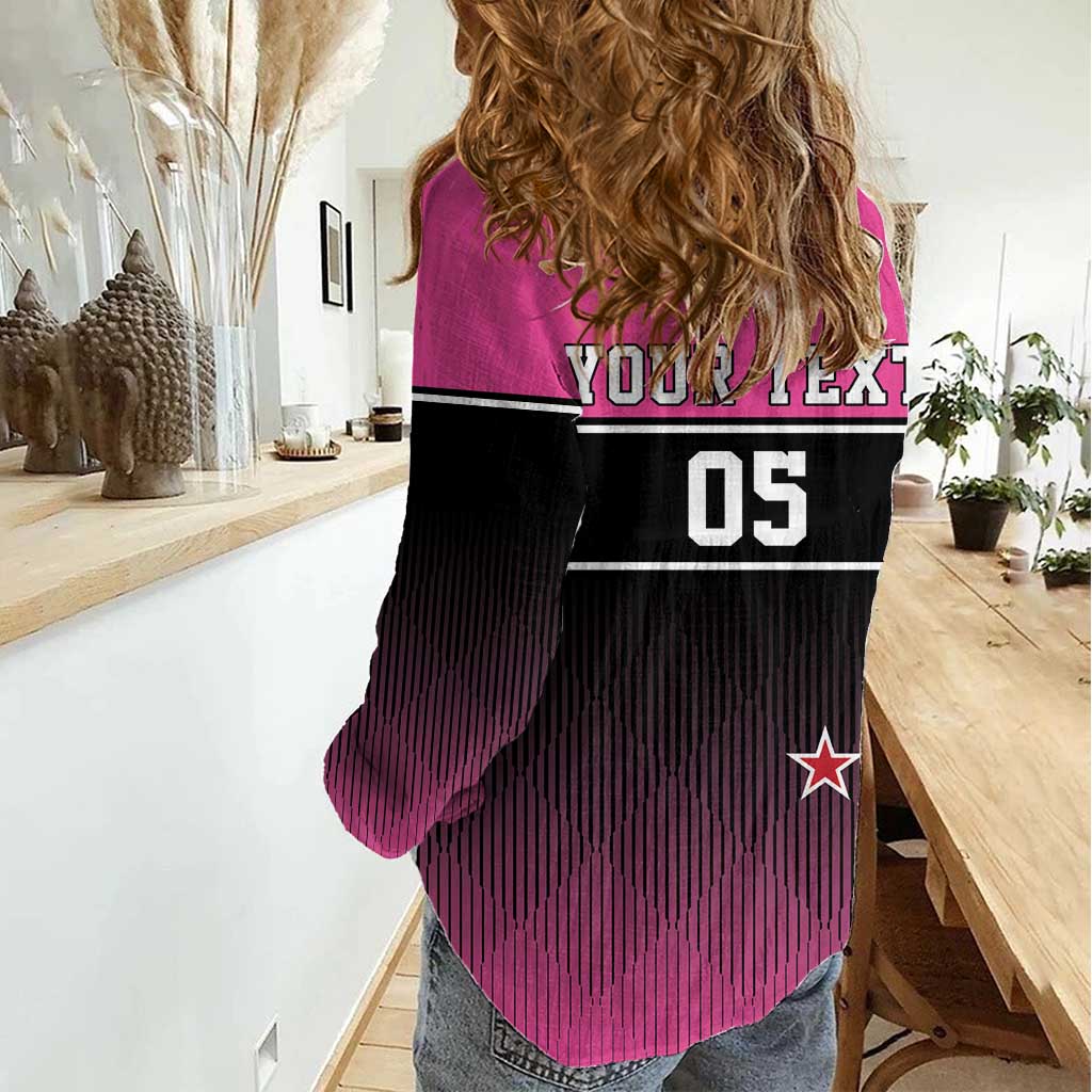 Custom New Zealand Women Cricket Women Casual Shirt Pink Simple Style LT05 - Polynesian Pride