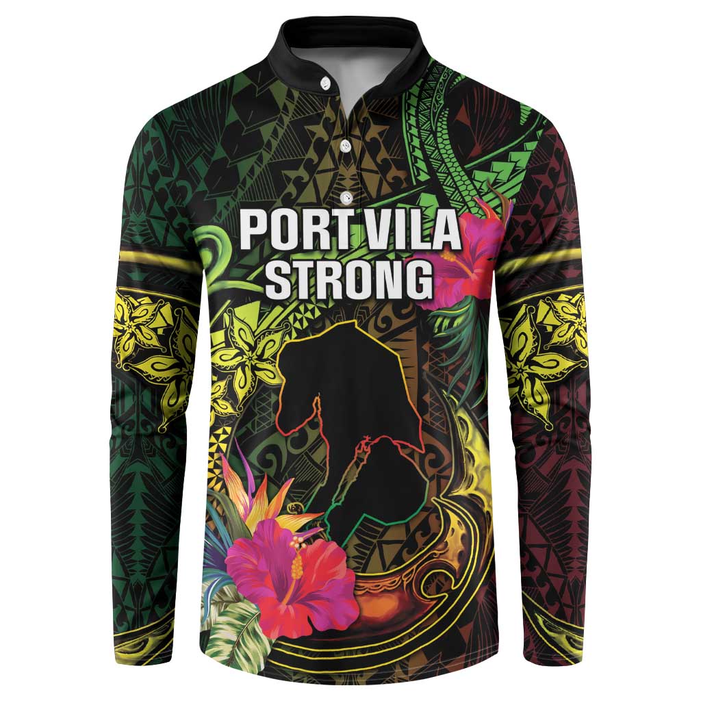 Vanuatu Button Sweatshirt Be Strong Pray For Port Vila LT05 Black - Polynesian Pride