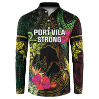 Vanuatu Button Sweatshirt Be Strong Pray For Port Vila LT05 Black - Polynesian Pride