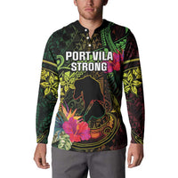 Vanuatu Button Sweatshirt Be Strong Pray For Port Vila LT05 - Polynesian Pride