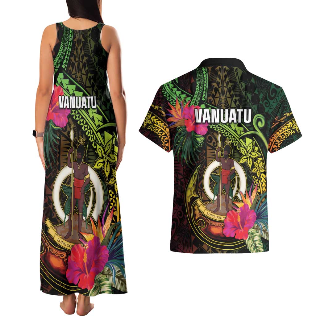 Vanuatu Couples Matching Tank Maxi Dress and Hawaiian Shirt Be Strong Pray For Port Vila