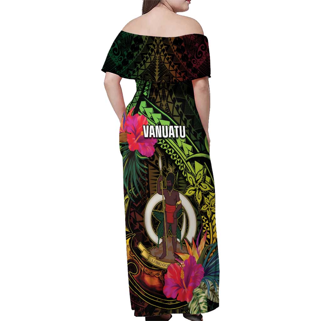 Vanuatu Family Matching Off Shoulder Maxi Dress and Hawaiian Shirt Be Strong Pray For Port Vila LT05 - Polynesian Pride