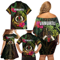 Vanuatu Family Matching Off Shoulder Short Dress and Hawaiian Shirt Be Strong Pray For Port Vila LT05 - Polynesian Pride