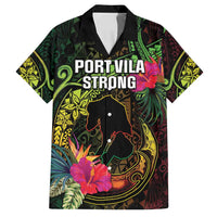 Vanuatu Family Matching Off Shoulder Short Dress and Hawaiian Shirt Be Strong Pray For Port Vila LT05 Dad's Shirt - Short Sleeve Black - Polynesian Pride