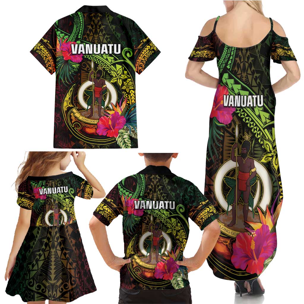 Vanuatu Family Matching Summer Maxi Dress and Hawaiian Shirt Be Strong Pray For Port Vila LT05 - Polynesian Pride