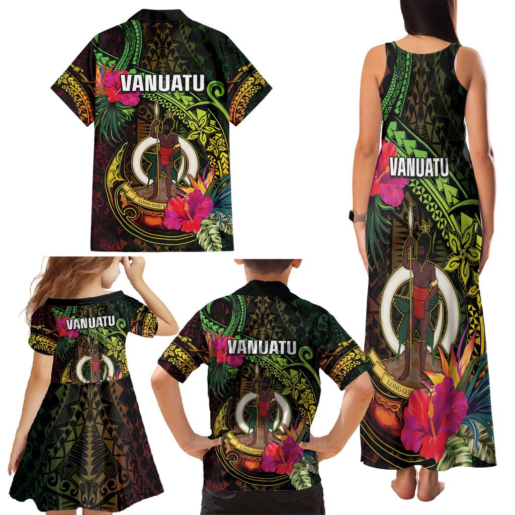 Vanuatu Family Matching Tank Maxi Dress and Hawaiian Shirt Be Strong Pray For Port Vila LT05 - Polynesian Pride