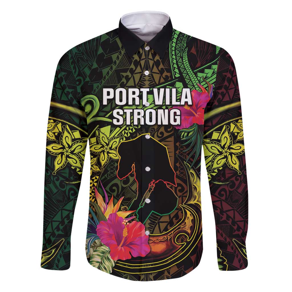 Vanuatu Family Matching Tank Maxi Dress and Hawaiian Shirt Be Strong Pray For Port Vila LT05 Dad's Shirt - Long Sleeve Black - Polynesian Pride