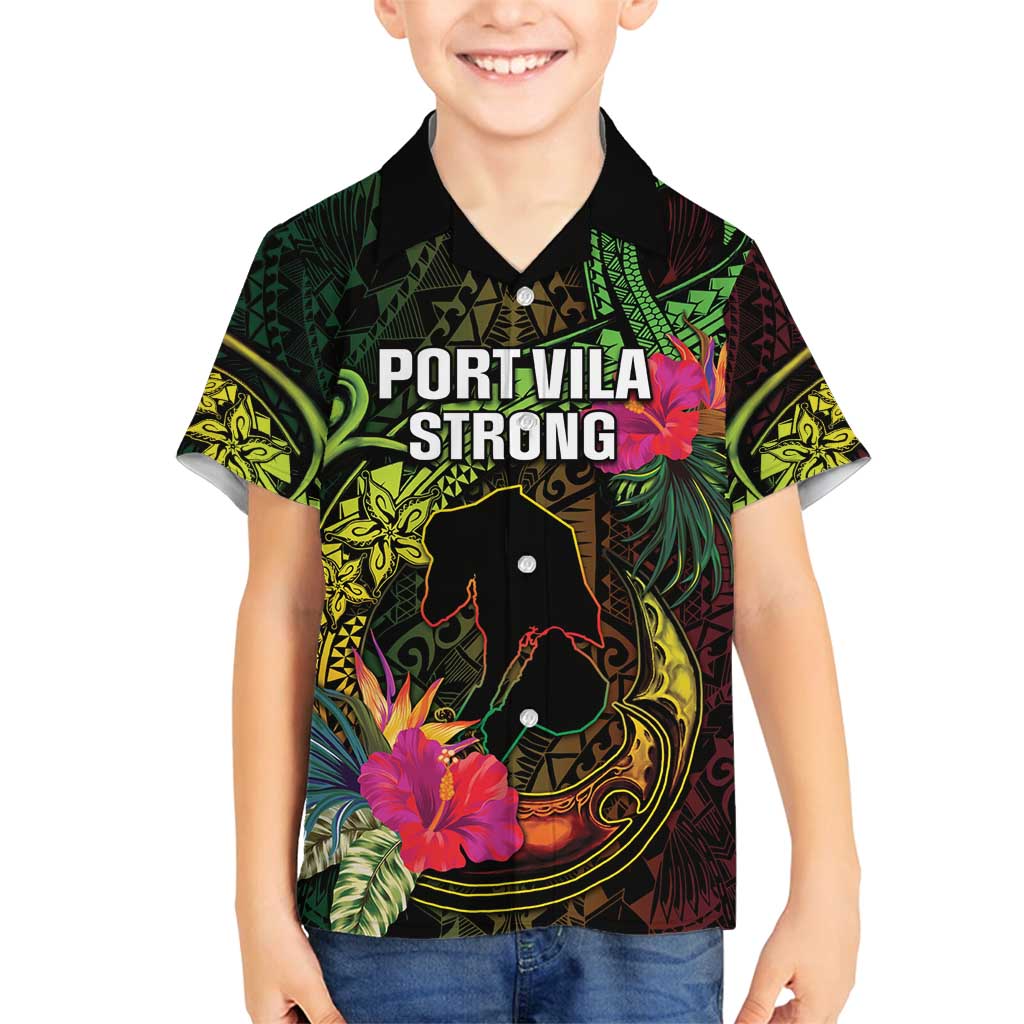 Vanuatu Family Matching Tank Maxi Dress and Hawaiian Shirt Be Strong Pray For Port Vila LT05 Son's Shirt Black - Polynesian Pride
