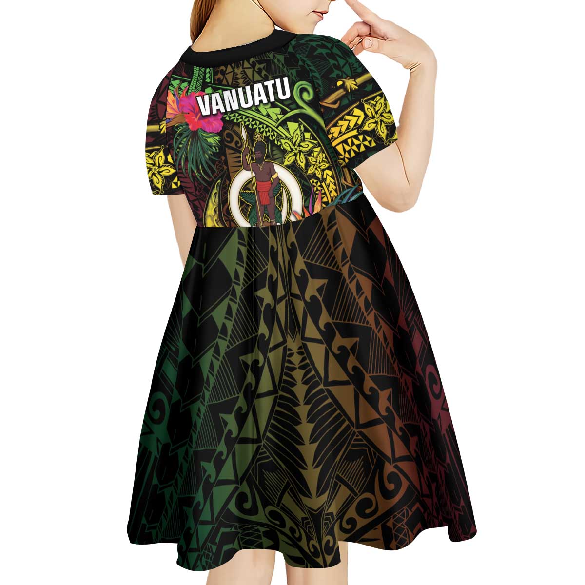 Vanuatu Kid Short Sleeve Dress Be Strong Pray For Port Vila LT05 - Polynesian Pride