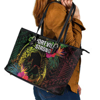 Vanuatu Leather Tote Bag Be Strong Pray For Port Vila LT05 - Polynesian Pride