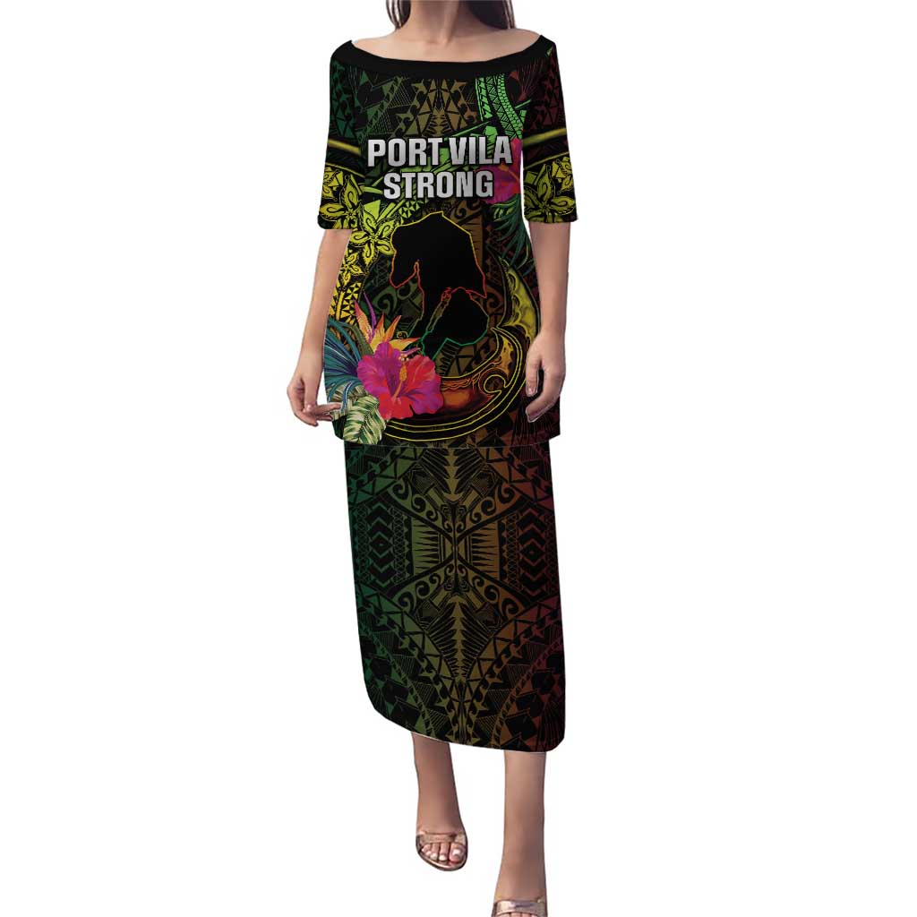 Vanuatu Puletasi Be Strong Pray For Port Vila LT05 Long Dress Black - Polynesian Pride