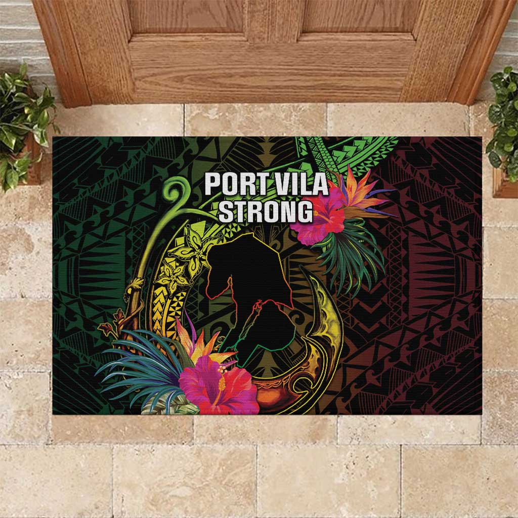 Vanuatu Rubber Doormat Be Strong Pray For Port Vila LT05 Black - Polynesian Pride