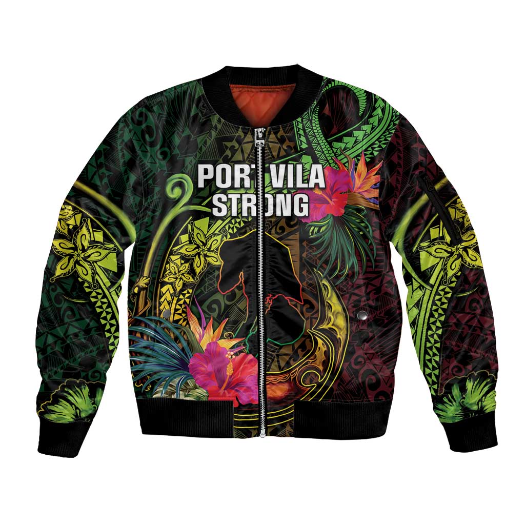 Vanuatu Sleeve Zip Bomber Jacket Be Strong Pray For Port Vila