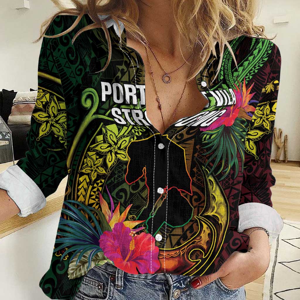 Vanuatu Women Casual Shirt Be Strong Pray For Port Vila LT05 Female Black - Polynesian Pride