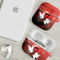Hawaii and Japan Together AirPods Case Polynesian Art Tattoo With Cranes And Sakura - Polynesian Pride
