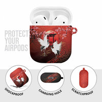 Hawaii and Japan Together AirPods Case Polynesian Art Tattoo With Cranes And Sakura - Polynesian Pride