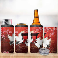 Hawaii and Japan Together 4 in 1 Can Cooler Tumbler Polynesian Art Tattoo With Cranes And Sakura - Polynesian Pride