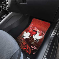 Hawaii and Japan Together Car Mats Polynesian Art Tattoo With Cranes And Sakura - Polynesian Pride