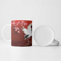 Hawaii and Japan Together Ceramic Mug Polynesian Art Tattoo With Cranes And Sakura - Polynesian Pride