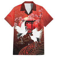 Hawaii and Japan Together Family Matching Puletasi and Hawaiian Shirt Polynesian Art Tattoo With Cranes And Sakura - Polynesian Pride