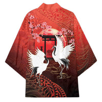 Hawaii and Japan Together Kimono Polynesian Art Tattoo With Cranes And Sakura - Polynesian Pride