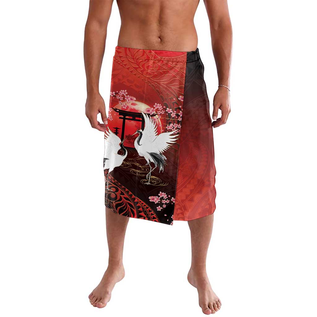 Hawaii and Japan Together Lavalava Polynesian Art Tattoo With Cranes And Sakura - Polynesian Pride