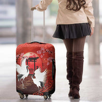 Hawaii and Japan Together Luggage Cover Polynesian Art Tattoo With Cranes And Sakura - Polynesian Pride