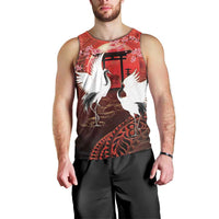 Hawaii and Japan Together Men Tank Top Polynesian Art Tattoo With Cranes And Sakura - Polynesian Pride