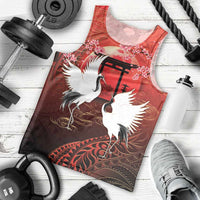 Hawaii and Japan Together Men Tank Top Polynesian Art Tattoo With Cranes And Sakura - Polynesian Pride