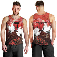 Hawaii and Japan Together Men Tank Top Polynesian Art Tattoo With Cranes And Sakura - Polynesian Pride