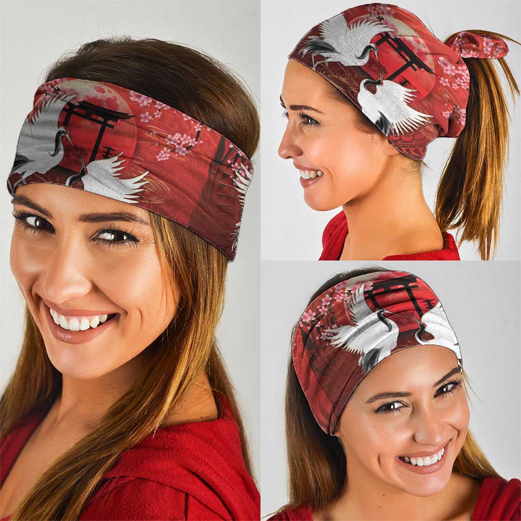 Hawaii and Japan Together Neck Gaiter Polynesian Art Tattoo With Cranes And Sakura - Polynesian Pride