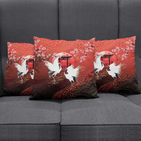 Hawaii and Japan Together Pillow Cover Polynesian Art Tattoo With Cranes And Sakura - Polynesian Pride