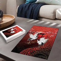 Hawaii and Japan Together Puzzle Polynesian Art Tattoo With Cranes And Sakura - Polynesian Pride