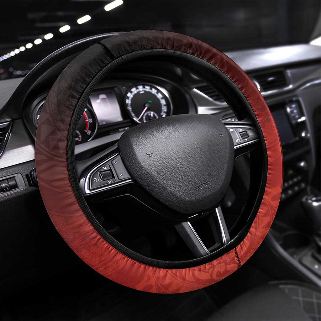 Hawaii and Japan Together Steering Wheel Cover Polynesian Art Tattoo With Cranes And Sakura - Polynesian Pride