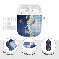 Hawaii And Japan AirPods Case Plumeria Lei With Koi Fish Blue - Polynesian Pride