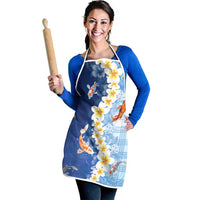 Hawaii And Japan Apron Plumeria Lei With Koi Fish Blue - Polynesian Pride