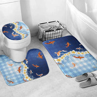 Hawaii And Japan Bathroom Set Plumeria Lei With Koi Fish Blue - Polynesian Pride