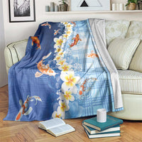 Hawaii And Japan Blanket Plumeria Lei With Koi Fish Blue - Polynesian Pride